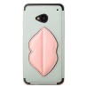 Cover Rock Bacio Monroe in pelle per htC one M7 Grigio Chiar