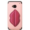 Cover Rock Bacio Monroe in pelle per htC one M7 Rosa Chiaro