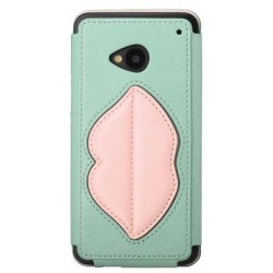 Cover Rock Bacio Monroe in pelle per htC one M7 Verde Chiaro