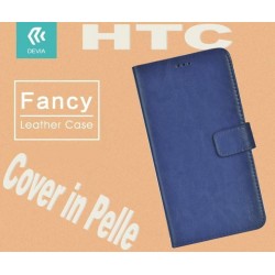 Custodia a Libro in Pelle Per HTC X9 Blu