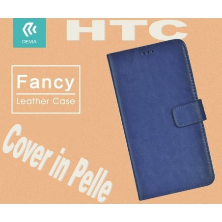 Custodia a Libro in Pelle Per HTC X9 Blu