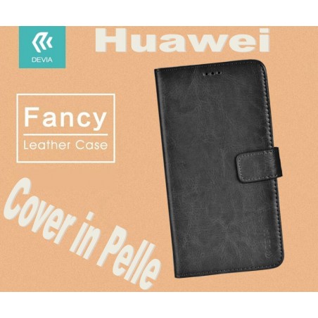 Custodia a Libro in Pelle Per Huawei P8 Lite Nera