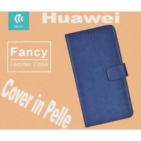 Custodia a Libro in Pelle Per Huawei G8 Blu