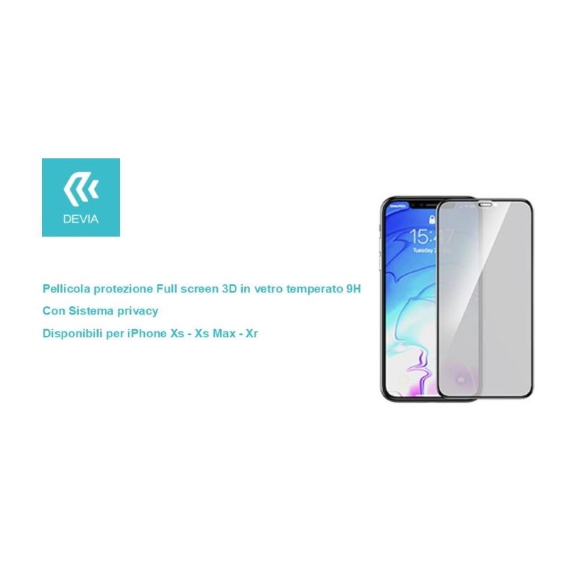 Pellicola Full 3D vetro temperato Privacy per iPhone Xs 5.8