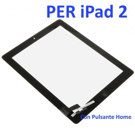 Touch Screen con Pulsante Home e Adesivo per iPad 2 Nero