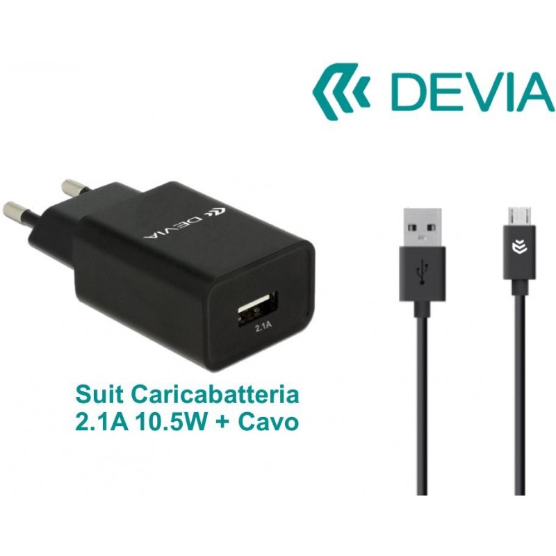 Suit Carica Batteria 2,1A e Cavo m-usb Android Nero