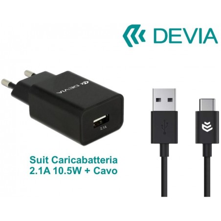 Suit Carica Batteria 2,1A e Cavo Type-C Android Nero