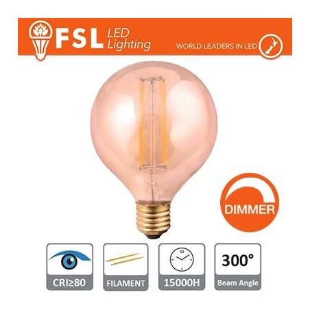 Lampada Globo Filamento Ambra Ø12,5cm - 8W E27 800LM DIMMER